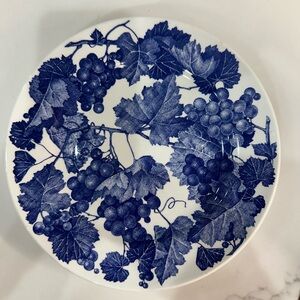 Four Crate and Barrel and Windsor Blue and White Grapevine place settings